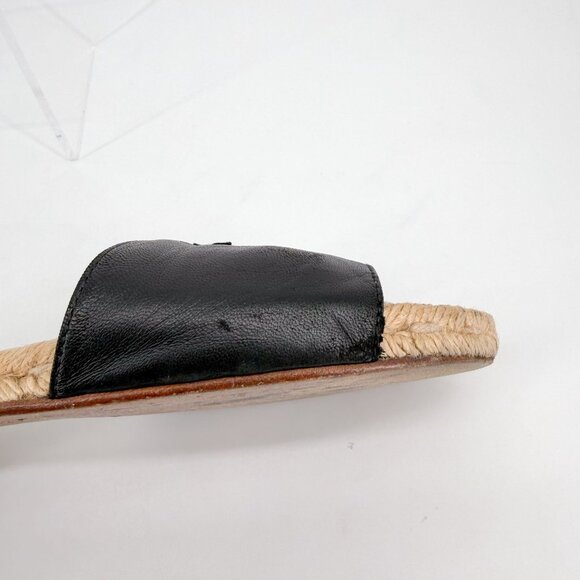 Chanel CC Flat Espadrille Mule Slide Sandals Black Leather Size 38 US 7-7.5 - Picture 10 of 15